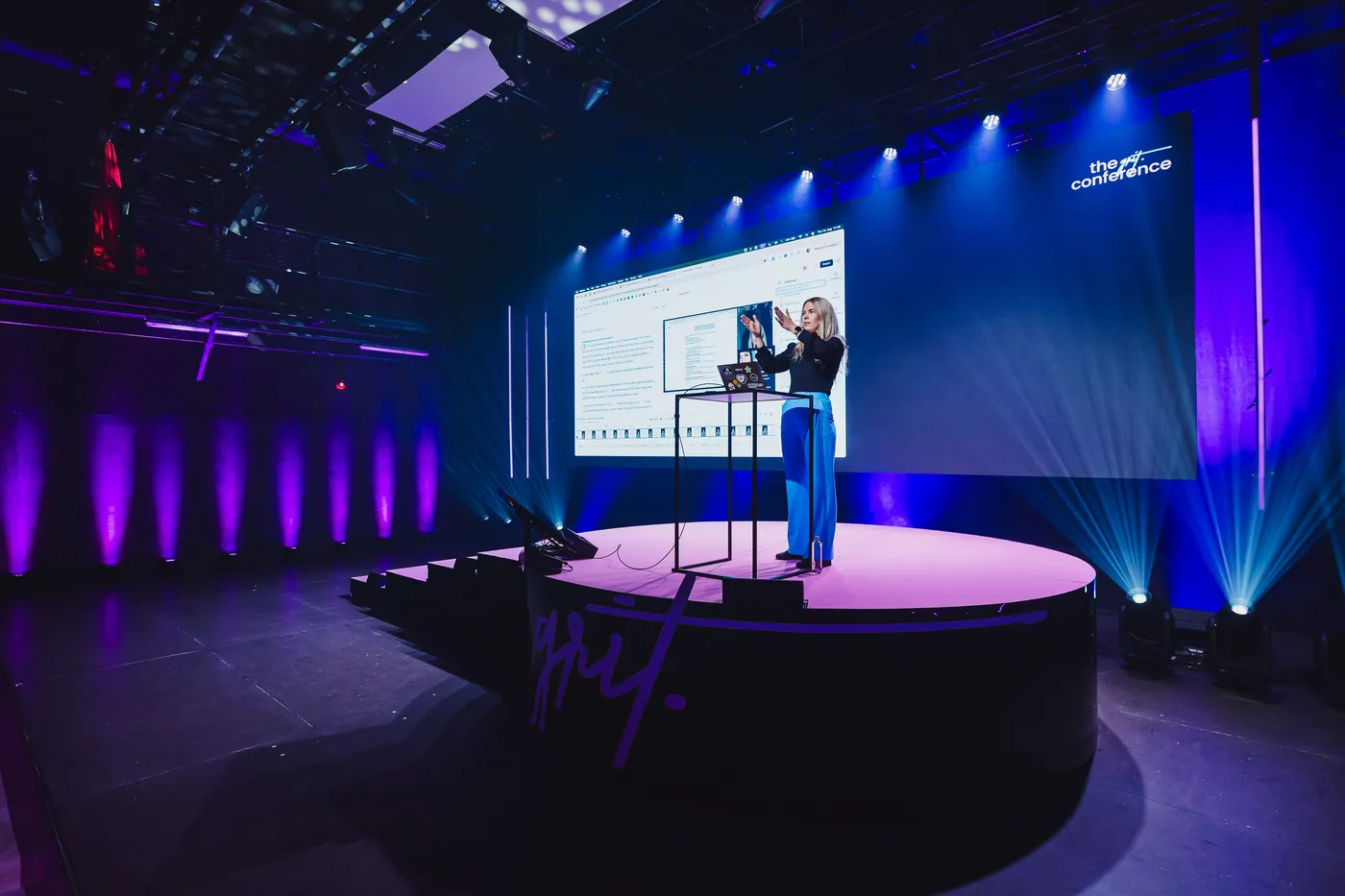 Annika Helendi presenting on the main stage